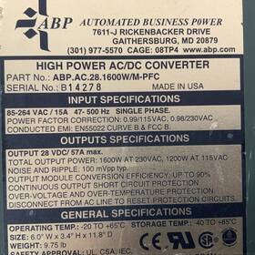 Abp.ac.28.1600w Abp Abp.ac.28.1600w/m-pfc High Power Pfc Ac To Dc Converter 28vdc 57a Single Output