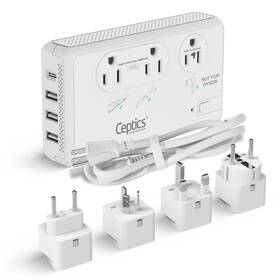 Lx-c2000-gp Ceptics Voltage Converter For Travel 220v To 110v With Type C E/f G I Plug