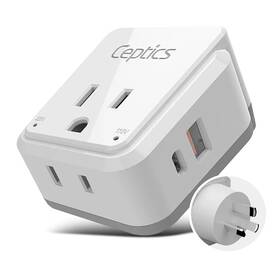 I-3.1a Ceptics Pk8-au Australian Travel Adapter Set 20w Pd And Qc Type - 4 In 1-2 Usa Inputs