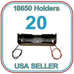 20PCS 18650 Battery Holder 1-SLOT 3.7V Storage Box Case With 6" Wire Leads. Fixed Price $14.99.