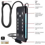 Ultrapro 12 Outlet Surge Protector, Tethered Usb Ports, 11824 - Black. Fixed Price $54.08.
