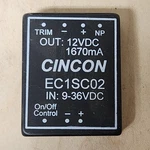 EC1SC02 Cincon Isolated Dc/dc Converter 9-36VIN +/-12VOUT 1670MA 20 Watt. Fixed Price $15.00.