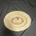 National China Co. Floral Crest Oval Ceramic Platter Beige Pink Green. Fixed Price $12.50.