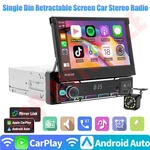 7'' Single Din Android 15 Retractable Screen Stereo Radio Gps Wifi Carplay. Fixed Price $128.99.