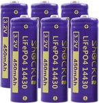 (6-PACK) Shockli 14430 3.2V 450MAH LIFEPO4 Rechargeable Solar Battery Fo. Fixed Price $16.89.
