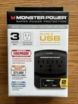 Monster Power - 3 Outlets + 2 Usb Charging Ports 540 Joules Fireproof New. Fixed Price $19.97.
